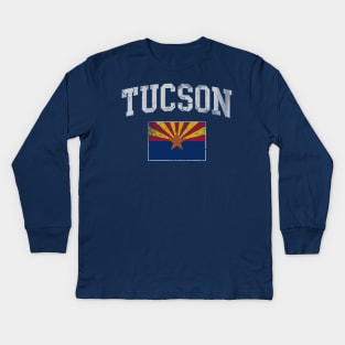 Vintage Tucson Arizona Flag Home Love Vacation Kids Long Sleeve T-Shirt